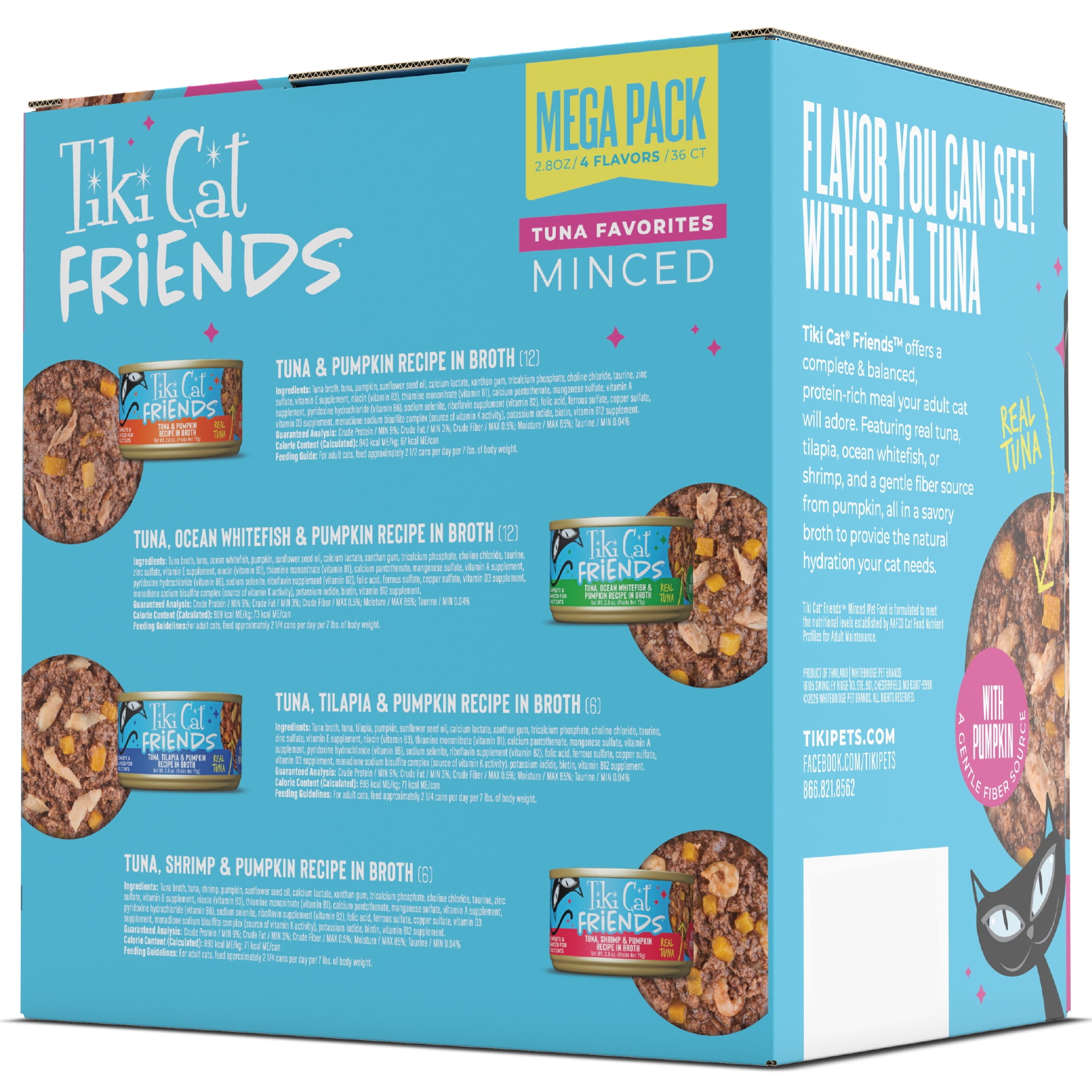 (2 pack) Tiki Cat Friends Wet Cat Food Mega Pack, Tuna Favorites, 2.8 oz. cans (36 Count)