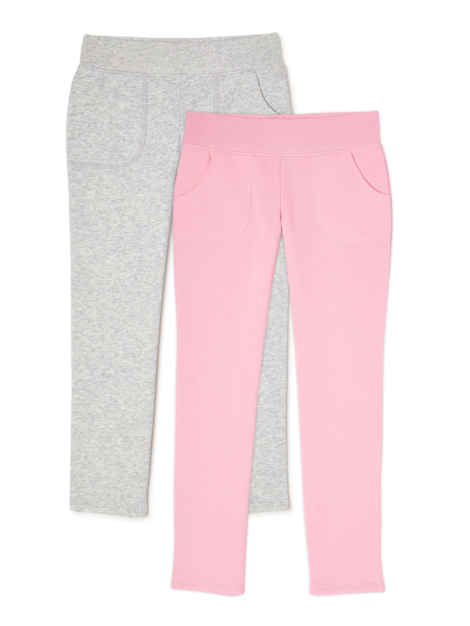 Athletic Works Girls Fleece Sweatpants, 2Pack, Sizes 418 & Plus