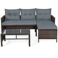 thumbnail image 4 of Gymax 3PCS Outdoor Rattan Furniture Set Patio Couch Sofa Set w/ Cushion, 4 of 10