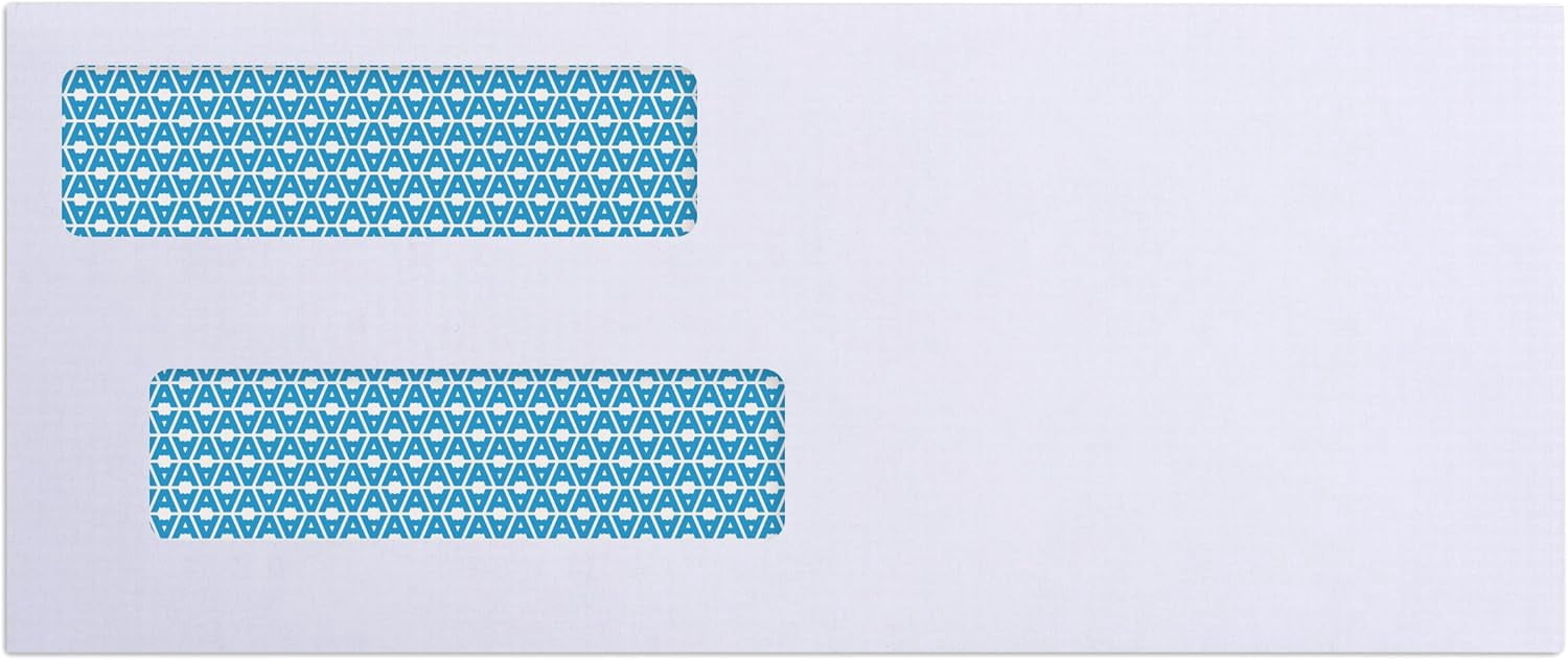 Aimoh Flip and Seal #8 Security Envelopes for Business Checks, Double Window, White, 3 5/8” x 8 11/16”, 1000 Count