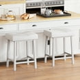 thumbnail image 4 of Counter Height Bar Stools Set of 2, 24 Inch Barstools for Kitchen Counter, Kitchen Stools with Bonded Leather Saddle Seats & Heavy Duty Metal Legs, Easy Assembly, 4 of 6