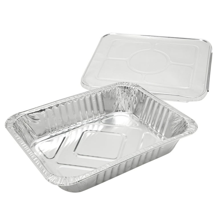 Pack Half Size Aluminum Pans with Lids, 9x13 Tin Food Trays for Baking,  Catering, Table, Food - AliExpress