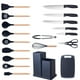 thumbnail image 5 of Juego de 19 piezas de utensilios de cocina de silicona, juego de combinación de cuchillos, mango de madera, pala, cuchara, juego de cuchillos de cocina de acero inoxidable con cubo de almacenamiento, 5 of 6