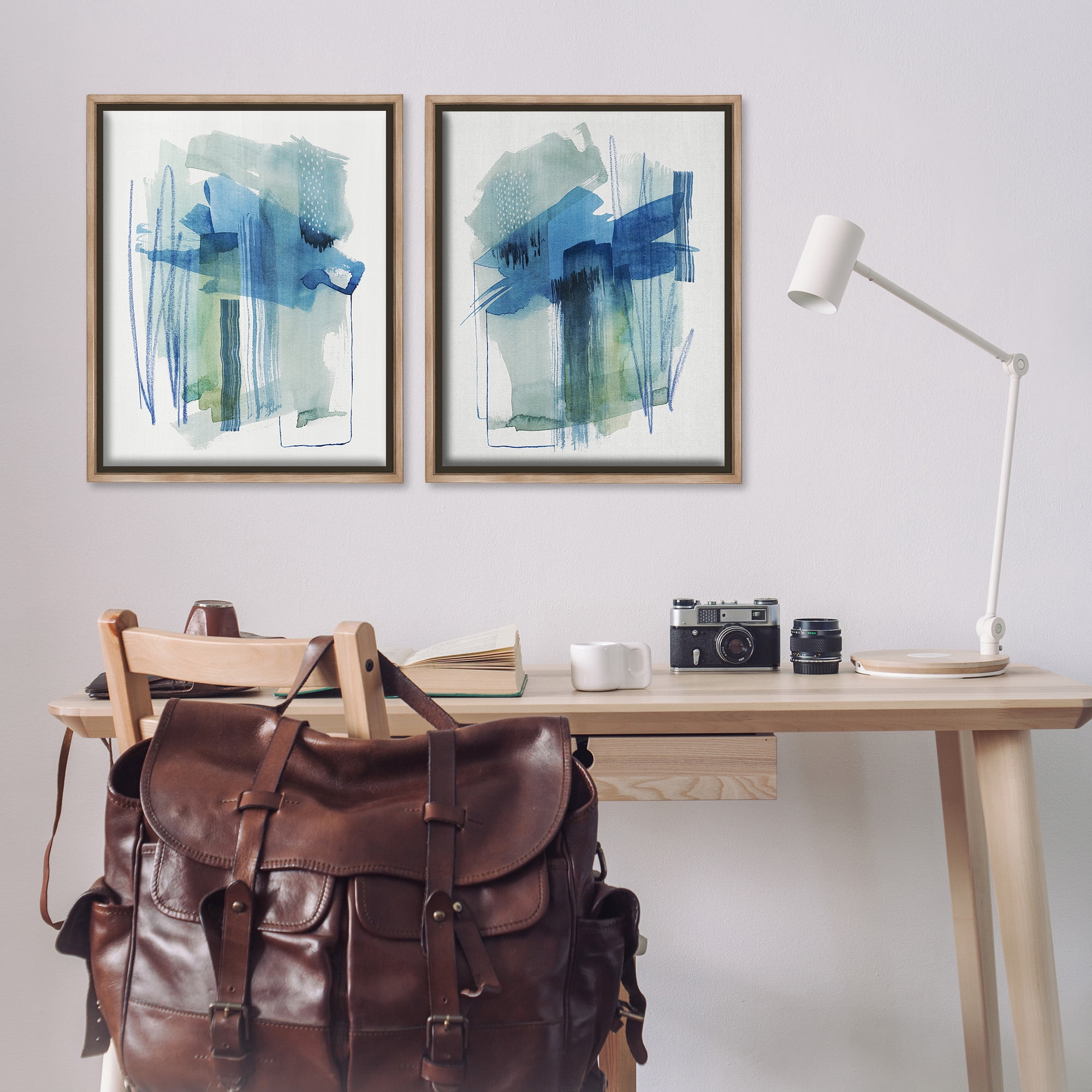 Stupell Industries Chaotic Brushed Watercolor Abstract Painting Brown Floater Framed Canvas Art Print Wall Art, 25 x 31, Set of 2