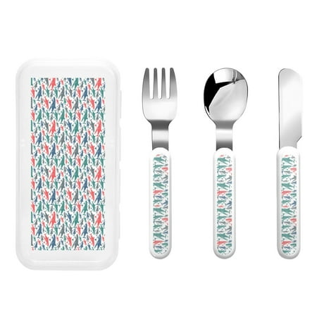 

Rateoe Colorful Shark for Stainless Steel Kids Silverware Set - Child and Toddler Safe Flatware - Children s Knife Fork And Spoon Set
