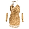 thumbnail image 3 of Vestido de baile de salón jinwen con flecos y lentejuelas brillantes para mujer Oro, 3 of 8