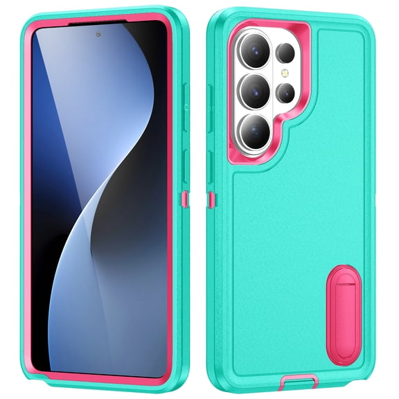 for Samsung Galaxy S26 Ultra Hybrid Case with Hidden Kickstand, [10FT Military Drop Protection] Rugged Heavy Duty Hard PC Soft Silicone Rubber Bumper Hybrid Triple-Layer Case,
Mint Rose