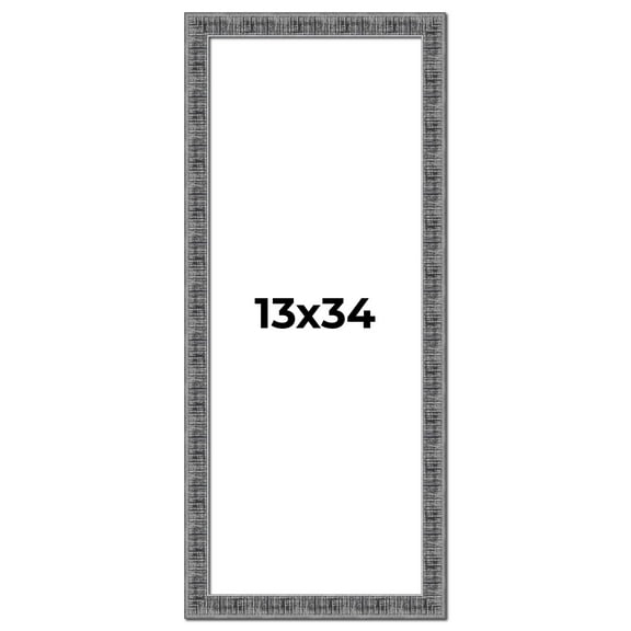 13x34 Frame Silver Black Rustic Sonoma Solid Wood Picture Frame | 1.5 Inch Moulding Width |