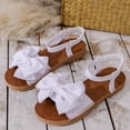 thumbnail image 6 of Pandaie Flat Sandals for Women Open Toe Bowknot Summer Beach Shoes Ankle Strap Comfortable Orthopedic Cork Footbed Slides White 8, 6 of 9