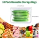 thumbnail image 3 of 10 bolsas reutilizables para almacenar alimentos, bolsas para congelador sin BPA, a prueba de fugas, de silicona y sin plástico, bolsas de viaje para almacenar alimentos, 3 of 5