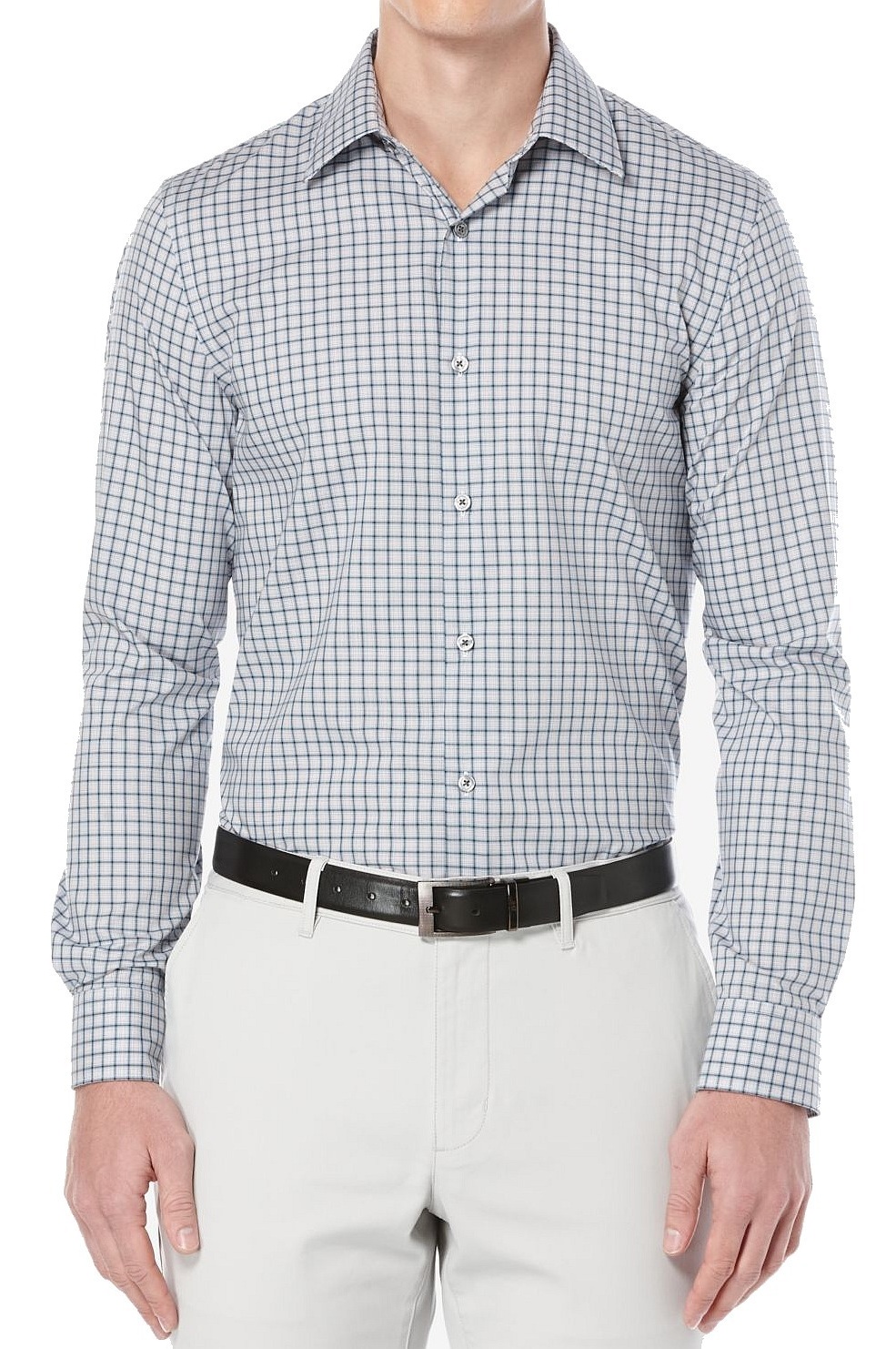 Perry Ellis Perry Ellis NEW Chrysalis Blue Mens Size 2XL Plaid Button