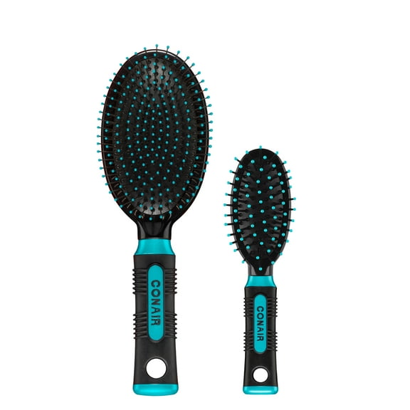 Conair Professional Travel and Full-Size Cushion Hair Brush Set, Multicolor, 2 Count
