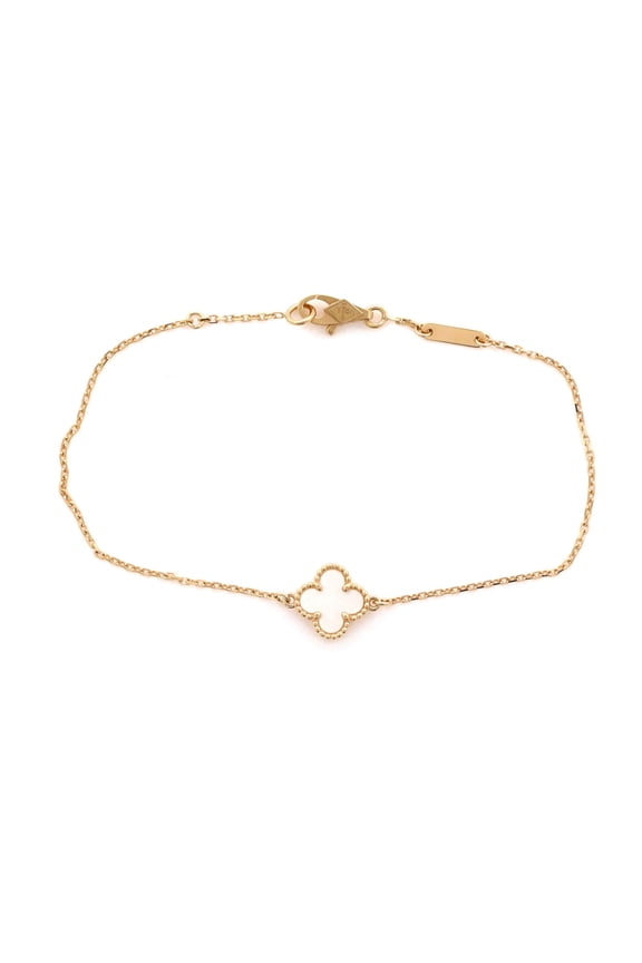 Pre-Owned Sweet Alhambra Bracelet 18K Yellow Gold and Mother of Pearl By Rebag