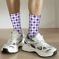 thumbnail image 6 of Xecao Purple argyle Pattern Sport Socks for Women and Men Crew Socks Sporty Calf Socks Casual Socks, 6 of 6