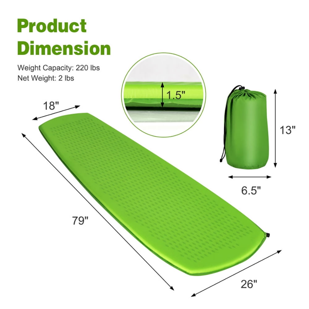 Topcobe Inflatable Sleeping Pad with Carrying Bag, Outdoor Portable Camping Bed for Travel, Green