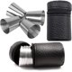 thumbnail image 1 of Juego de 4 vasos de chupito de acero inoxidable de 30 ml, copas de vino irrompibles para aguardiente, con 1 estuche portátil de cuero negro, 1 of 4