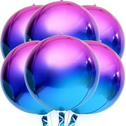 , Purple Galaxy Balloons - 22 Inch, Pack of 6 | Round 4D Metallic Balloon for Galaxy Birthday Party Decorations | Iridescent Balloon | Purple and Blue Balloons for Mermaid Party Decorations