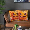 thumbnail image 5 of Halloween Throw Pillow Covers, Halloween Cute Cartoon Pumpkin Halloween Decorations Square Pillow Cases with Invisible Zipper for Bed Couch Sofa, Farmhouse Halloween Decor-2 Pack 12x12, 5 of 6