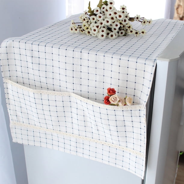 Nvzi Funda para refrigerador de algodón y lino estilo campestre, funda antipolvo para lavadora, funda de tela, funda para puerta simple o doble, funda antipolvo de 140 * 52 cm (Estilo 1)