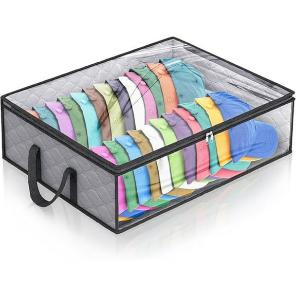 Wide Hat Storage for Baseball Caps Organizer with 2 Sturdy Handles Hat Bags Holds Up to 40 Hats Foldable for Home Travel