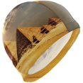 thumbnail image 1 of FYBTO Chapeau de Natation Égyptien Sphinx et Pyramide pour les Hommes, 1 of 5