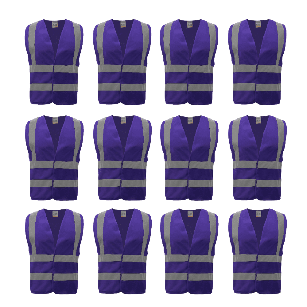 TOPTIE Purple High Visibility Safety Vest with Hoop & Loop, Reflective