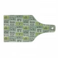 thumbnail image 1 of Egyptian Print Cutting Board, Historical Papyrus Manuscripts Inspired Hieroglyphs Animals, Decorative Tempered Glass Cutting and Serving Board, Wine Bottle Shape, Reseda Green, by Ambesonne, 1 of 1