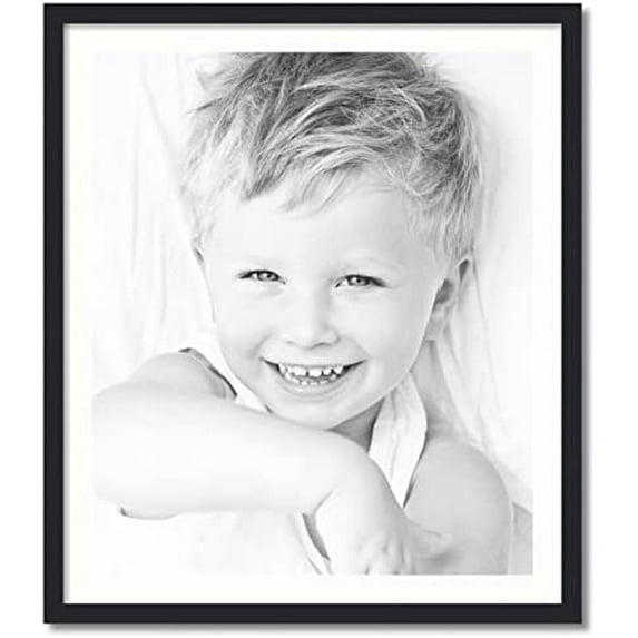 27x32 inch black picture frame with 2 inch single fabric white mat, singlemat-frbw26079-27x32-65