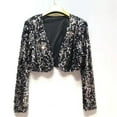 thumbnail image 2 of Fiaer,Womens Oversized Cropped Jackets,Women's Trendy Casual Sequin Comfy Going out Lightweight Long Sleeve Tops Black M, 2 of 3