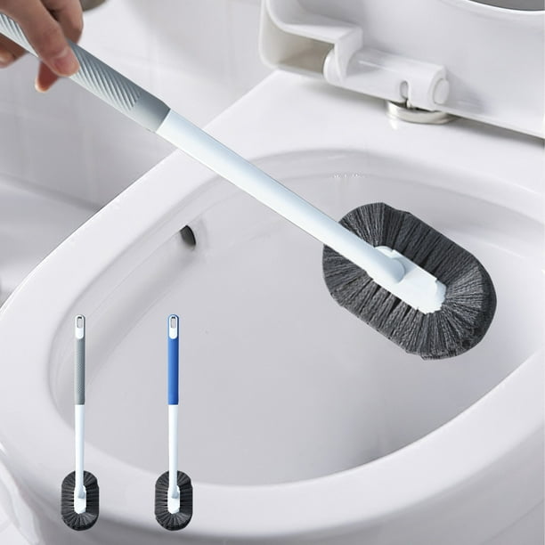 Cepillo de Inodoro de Pared con Mango Largo y Cabezal Dentado, Cerdas Suaves para Una Limpieza Impecable, Herramienta de Limpieza para Baño Que Ahorra Espacio, Gris o Azul.