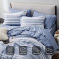 thumbnail image 2 of Juego de edredón Bedsure King, blanco y azul a rayas, 7 piezas, 2 of 9