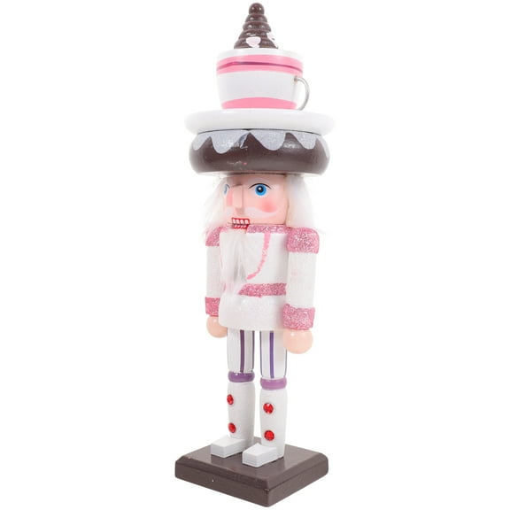 Wooden Craft Nutcracker Cake Nutcracker Figurine Wooden Puppet Ornament for Home Office