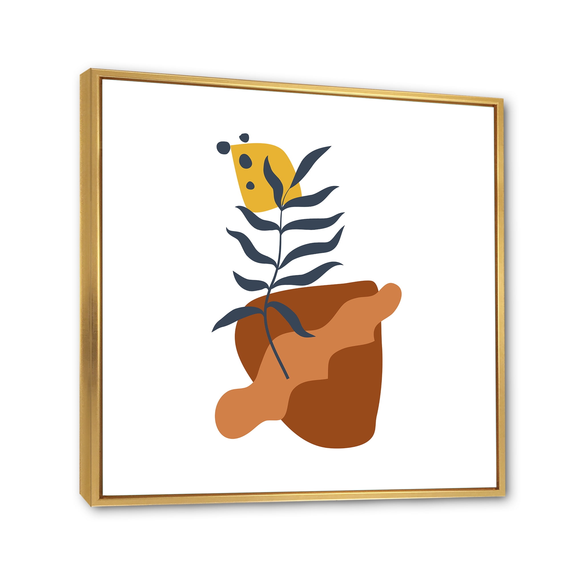 Designart 'Abstract Flowers Plants With Elementary Shapes VI' Modern Framed Canvas Wall Art Print