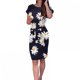 thumbnail image 5 of ICHUANYI Clearance Women Casual Crewneck Straps Short Sleeve Floral Print Loose Dress With Pocket(Black, L) ICHUANYI WER2023081205844, 5 of 7