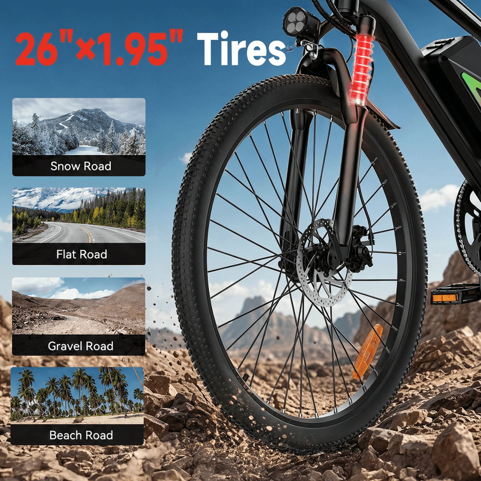 iSinwheel 500W Electric Bike Adult,26" Mountain Bicycle Professional ,Front Dual Shock Absorption Ebike,Up 20MPH,35 Miles,36V 10.4AH Removable Battery