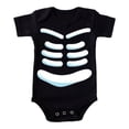 thumbnail image 4 of Byoo Infant Boys' Bold Graphic Bodysuit Halloween Skeleton Print Short‑Sleeve Crewneck Dress‑Up Romper, Black, 4 of 5