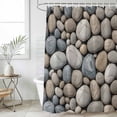 thumbnail image 6 of Pebble Stone Shower Curtain Set - Standard 72" x 72" Washable Bathtub Curtain with 12 Hooks, Modern Minimalist Nature Art Aesthetics Waterproof Fabric Stall Shower Curtains for Bathroom Décor, 6 of 6