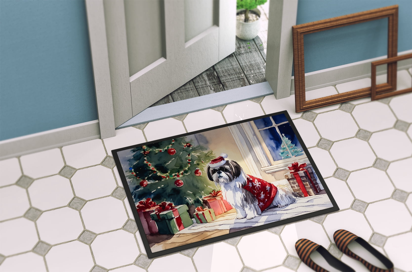 Carolines Treasures DAC2752MAT 0.15 x 18 x 27 in. Shih Tzu Cozy Christmas Doormat