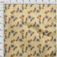 thumbnail image 3 of oneOone Cotton Cambric Pale Yellow Fabric Flower & Leaves Watercolor Dress Material Fabric Print Fabric By The Yard 56 Inch Wide, 3 of 4