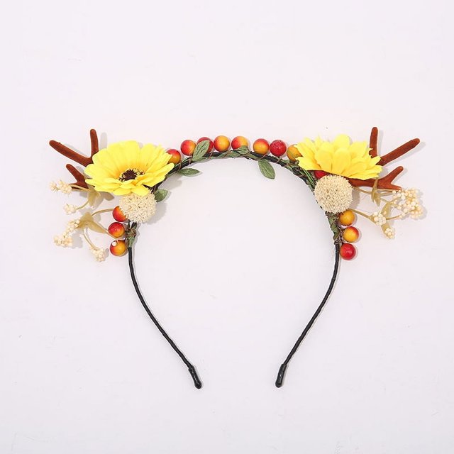 Diadema navideña, producto de simulación, diadema con astas, diadema navideña, diadema de flores para niños, diadema navideña hecha a mano