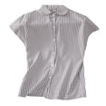 thumbnail image 1 of TSADFHJI T-Shirt Blanc Femme Ajusté Coton Lin Col Rond Boxy Top Patchwork Blouses, 1 of 4
