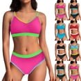 thumbnail image 2 of gakvbuo Bikini Sets For Women Two Piece Swimsuits Summer Beach Swim Bathing Suits Women's High Waisted Swimsuit Set Two Piece Swimwear Color Block, 2 of 9