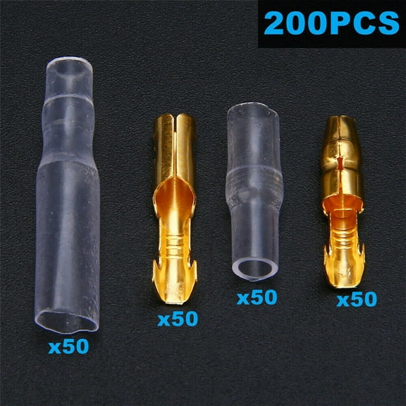 200PCS Motorcycle Male Female Bullet Connector Socket 4.0mm Classic Terminal Kit