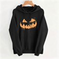 thumbnail image 4 of Molidfa Womens Spooky Pumpkin Hoodie Dripping Face Graphic Oversized Sweatshirt, 4 of 5