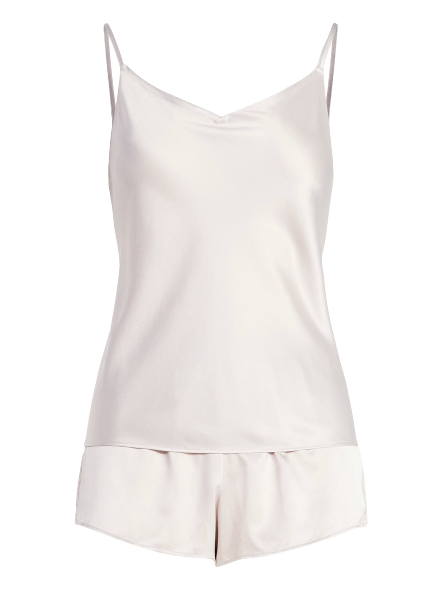 Joyspun Women’s Lace Trim Satin Cami and Shorts Set, Sizes S-3X