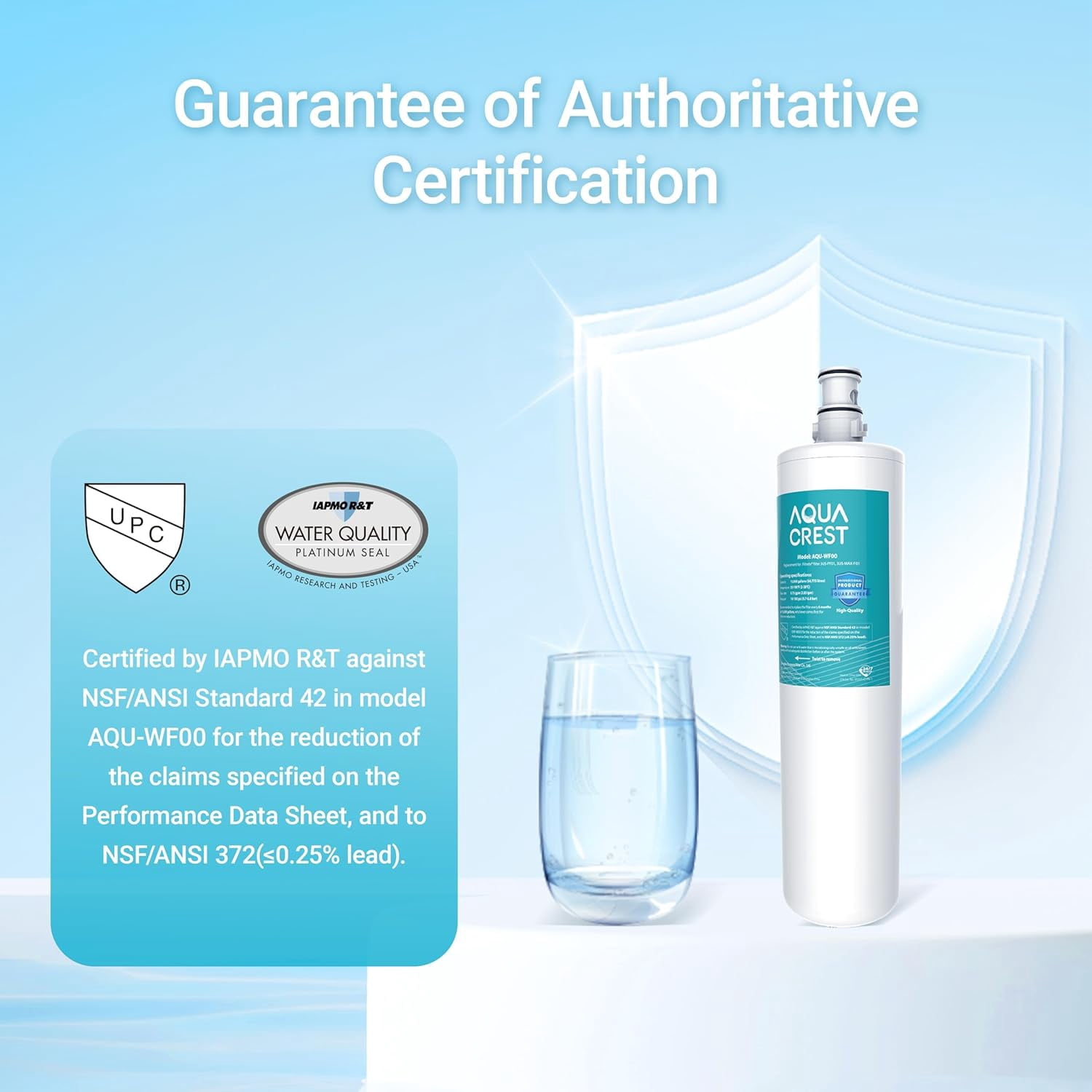 AQUACREST 3US-PF01 Under Sink Water Filter, Replacement for Advanced 3US-PF01, 3US-MAX-F01H, 3US-PF01H, Delta RP78702, Manitowoc K-00337, K-00338 Water Filter, Pack of 3