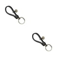 thumbnail image 2 of Yuarrent LLavero de pareja de cuero, accesorios para automóviles, cuerdas tejidas, llavero, antipérdida, coche, colgante Unisex, suministros Negro 2Conjunto, 2 of 6