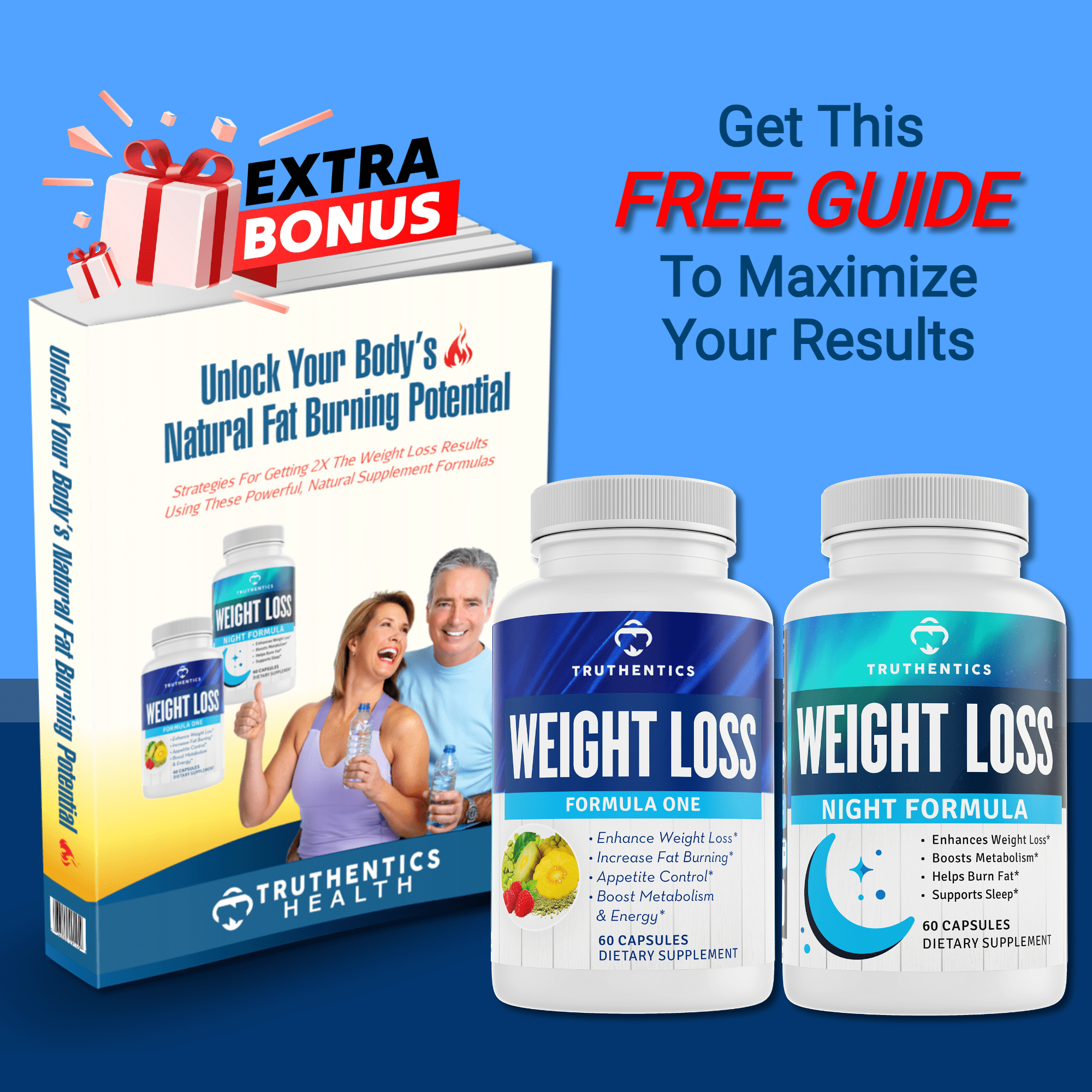 Truthentics Weight Loss Supplement Bundle - Nighttime Fat Burner (60ct) & Daytime Weight Loss Formula (60ct) - Supports Metabolism, Energy & Appetite Control - 2-Step System