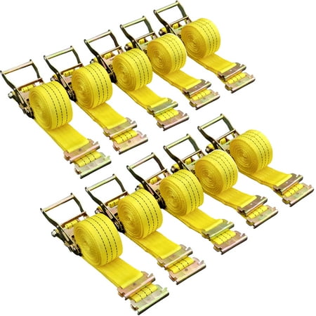 

VEVOR E-Track Ratchet Strap 10 Pack 2 x 12 E Track Straps 4400 lbs Breaking Strength w/ Polyester Webbing & Spring Fitting & Ratchets Durable Tie-Downs for Motorcycles Tire Trailer Loads