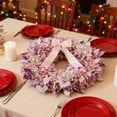 thumbnail image 3 of 15.7 Inch Artificial Christmas Wreath for Front Door Purple Flocked Xmas Wreath with Balls and Ribbon Bow Christmas Hanging Decorations for Wall Indoor Outdoor Home Window Decor, 3 of 9